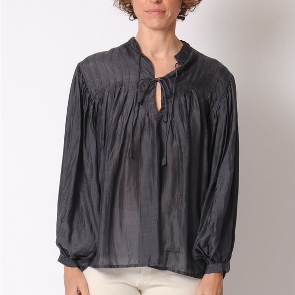 Matta Phool Silk Grey Top